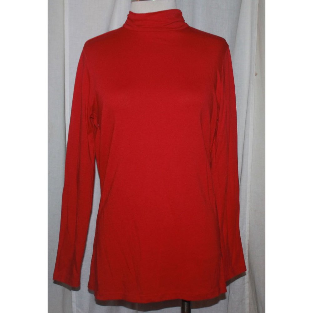 Women's Women's White Stag Red Ruched Turtleneck Top Size L (12-14)